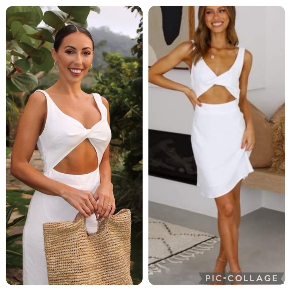Petal & Pup White Front Twist Cutout Mini Dress